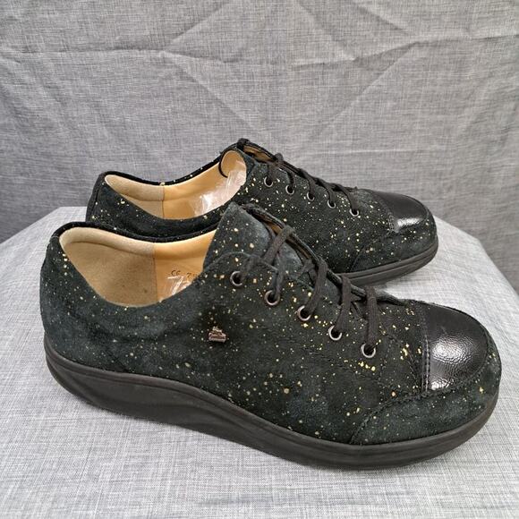 Finn Comfort Ikebukuro Black Nubuck Glitter Sneaker Shoes Women's 7.5 US - Picture 2 of 13